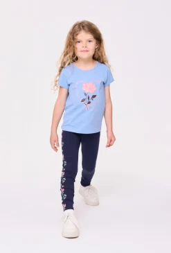 Legginsy dziewczęce z kwiatowym lampasem