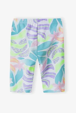 Legginsy kolarki dziewczęce w tropikalne liście