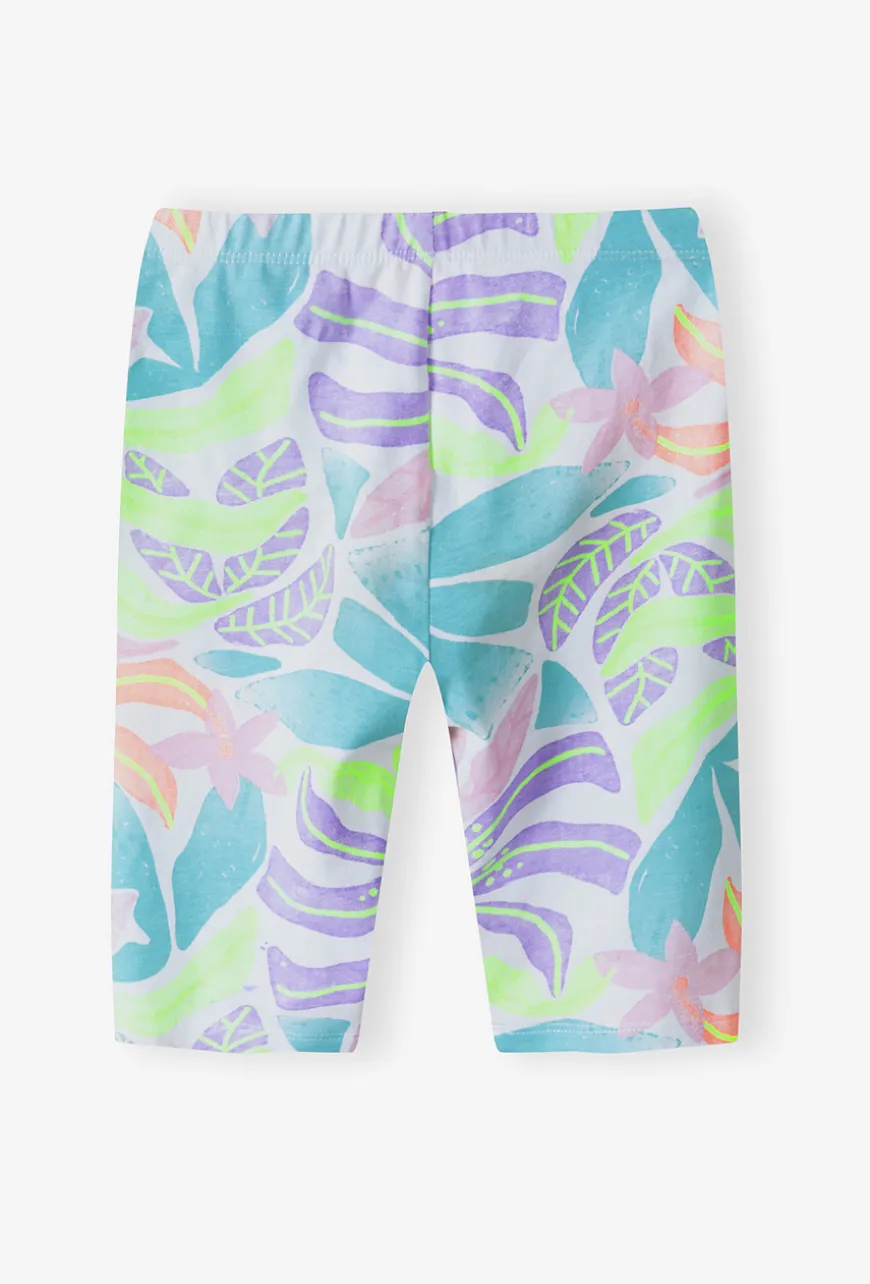 Legginsy kolarki dziewczęce w tropikalne liście