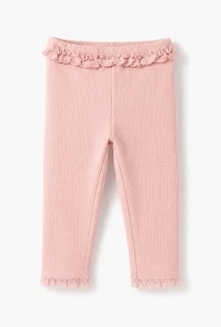 Legginsy niemowlęce z falbanką i koronkowym wykończeniem