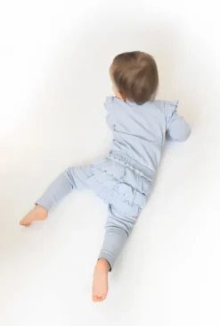 Legginsy niemowlęce z falbanką - niebieskie