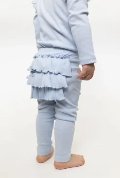Legginsy niemowlęce z falbanką - niebieskie