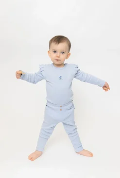 Legginsy niemowlęce z falbanką - niebieskie