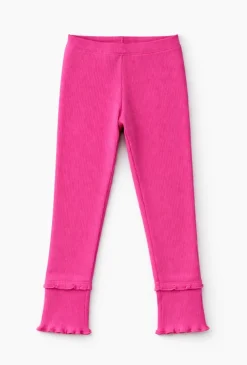 Legginsy prążkowane dla dziewczynki z falbanką
