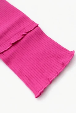 Legginsy prążkowane dla dziewczynki z falbanką
