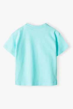 Niebieski t-shirt niemowlęcy z kieszonką