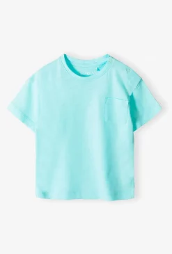 Niebieski t-shirt niemowlęcy z kieszonką