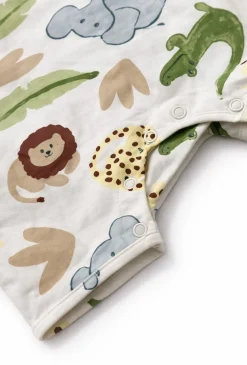 Pajac krótki niemowlęcy safari – rampers chłopięcy w zwierzątka