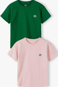 2pak t-shirtów dla dziewczynki - zielony i różowy