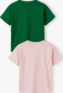 2pak t-shirtów dla dziewczynki - zielony i różowy
