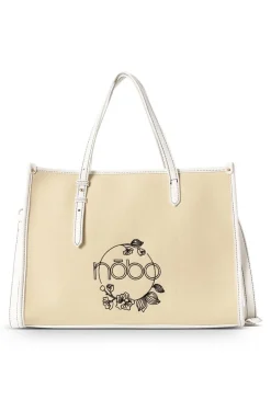 Płócienna torebka damska shopper NOBO z kwiatowym haftem