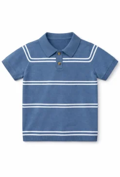 Polo swetrowe w paski dla chłopca