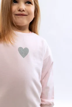 Różowa bluza dziewczęca z serduszkiem