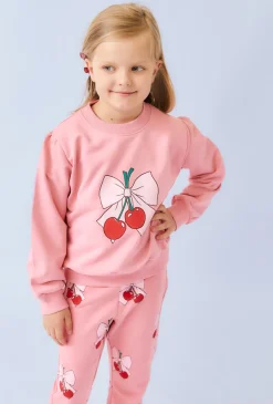 Różowa bluza z kokardką i nadrukiem wisienek - Limited Edition