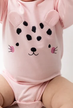Róźowe body z długim rękawem