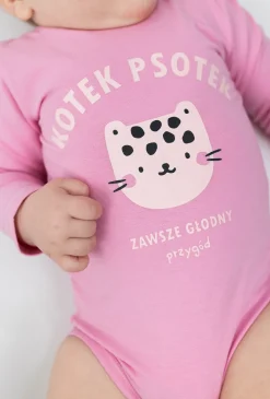 Różowe body z długim rękawem