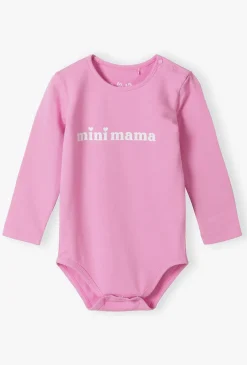 Różowe body z długim rękawem - mini mama - 5.10.15.