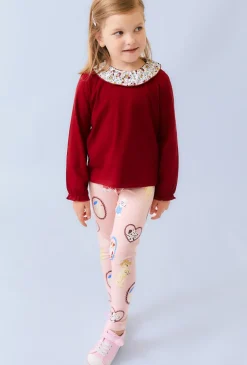 Różowe legginsy dziewczęce z nadrukiem