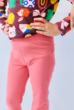 Różowe legginsy dziewczęce z rozszerzaną nogawką