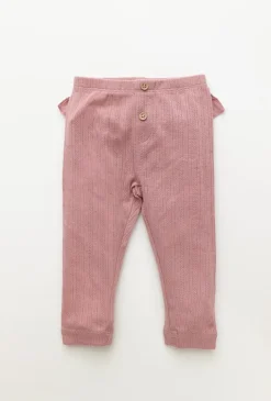 Różowe legginsy niemowlęce pointelle z falbanką