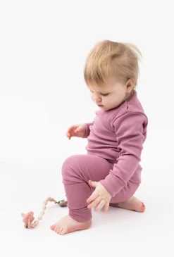 Różowe legginsy niemowlęce - prążkowane