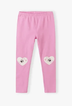Różowe leginsy dziewczęce z serduszkami - 5.10.15.