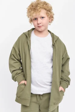 Rozpinana bluza dresowa z kapturem - khaki - Lincoln&Sharks