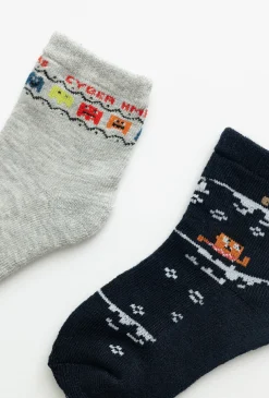 Skarpetki dziecięce granatowe 2-pak z motywem gry.