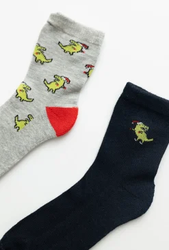 Skarpety dziecięce 2-pak – świąteczne dinozaury.