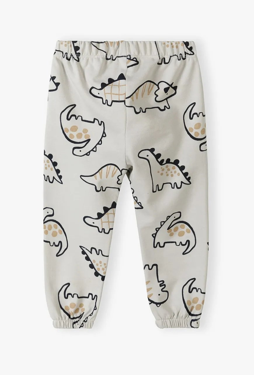 Spodnie dresowe niemowlęce - szare w dinozaury