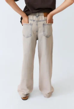 Spodnie jeansowe Wide Leg – efekt sprania, wysoki stan