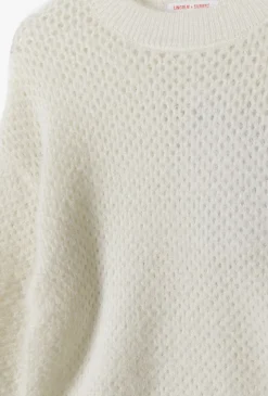 Sweter dziewczęcy ażurowy - ecru - Lincoln&Sharks