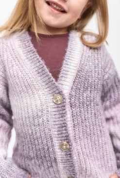 Sweter dziewczęcy rozpinany - fioletowy - ombre - 5.10.15.