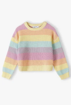 Sweter dziewczęcy w pastelowe paski