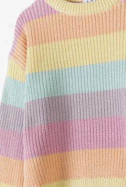 Sweter dziewczęcy w pastelowe paski