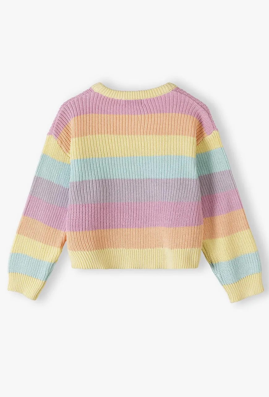 Sweter dziewczęcy w pastelowe paski