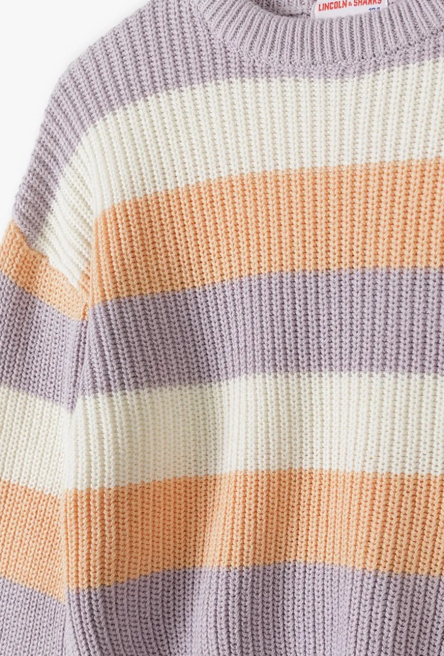 Sweter dziewczęcy w pastelowe paski