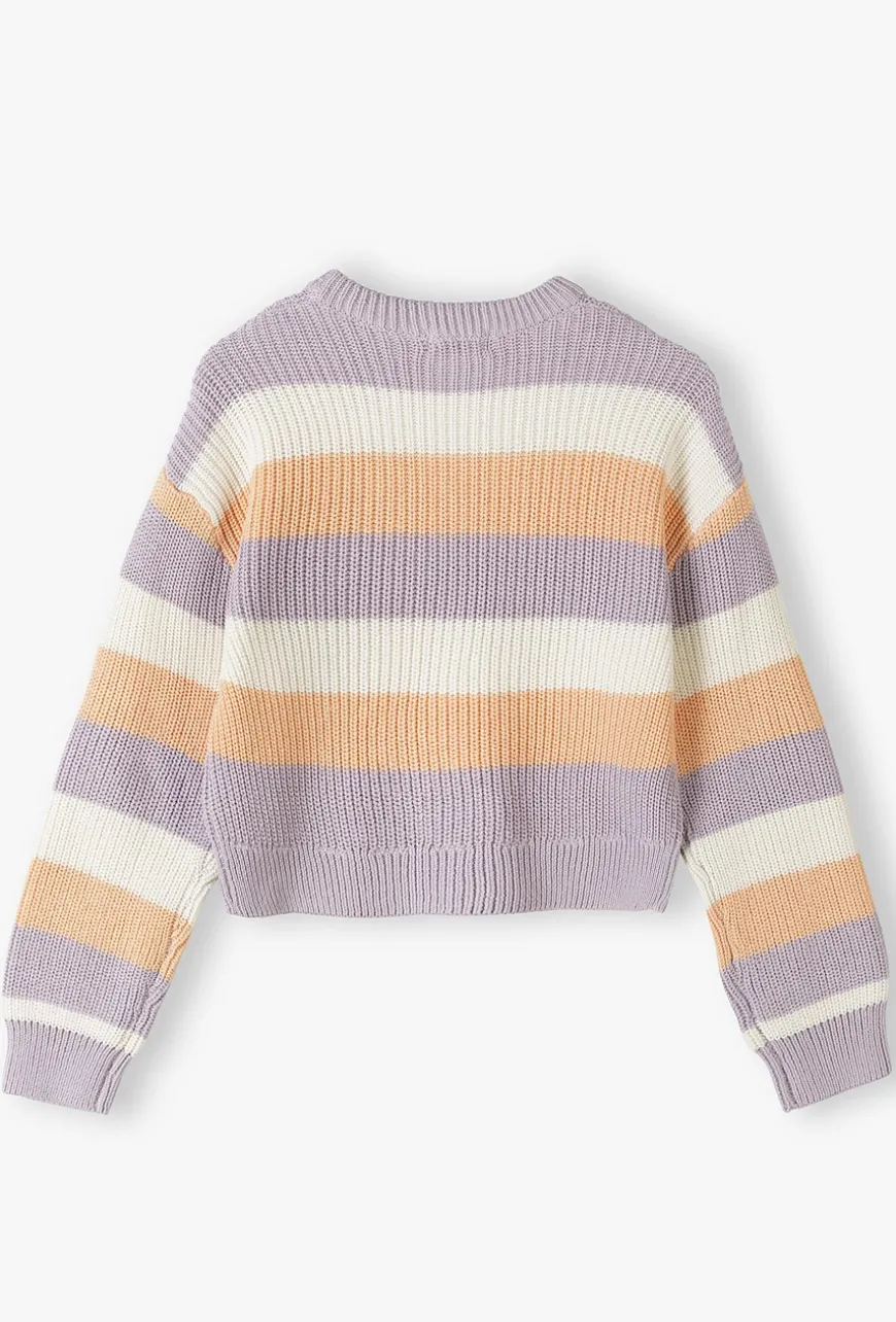 Sweter dziewczęcy w pastelowe paski