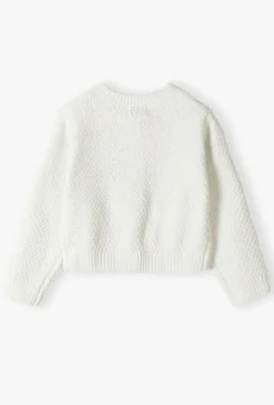 Sweter dziewczęcy zapinany na guziki - ecru - Max&Mia