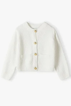 Sweter dziewczęcy zapinany na guziki - ecru - Max&Mia