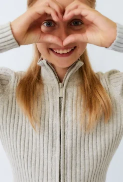 Sweter dziewczęcy z golfem rozpinany