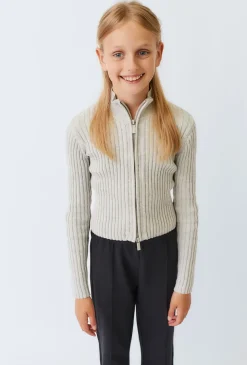 Sweter dziewczęcy z golfem rozpinany