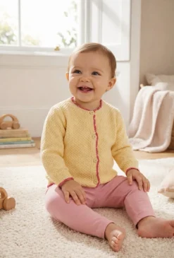 Sweter niemowlęcy rozpinany z kontrastowym wykończeniem