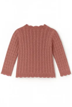 Sweter niemowlęcy rozpinany z warkoczowym splotem