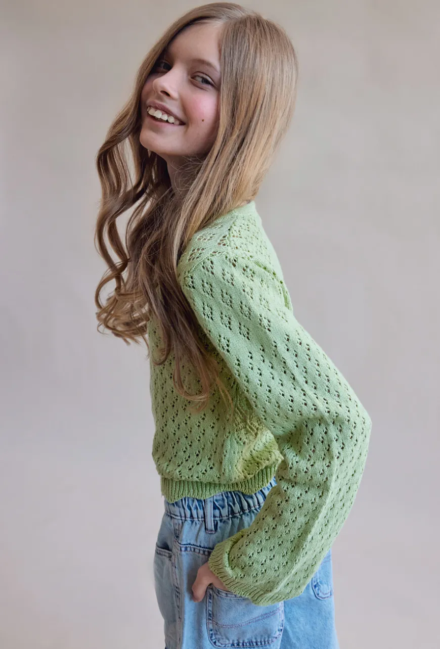 Sweter nierozpinany z ażurowym wzorem
