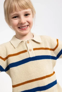 Sweter polo dla chłopca - kontrastowe pasy