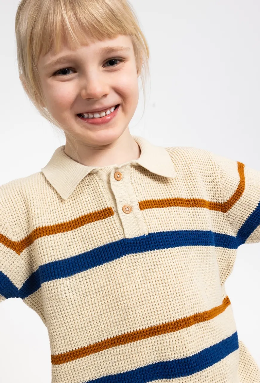 Sweter polo dla chłopca - kontrastowe pasy