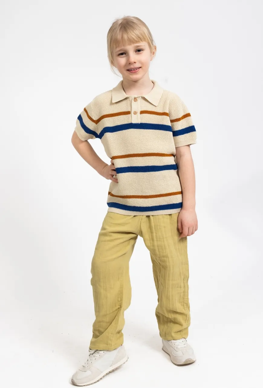 Sweter polo dla chłopca - kontrastowe pasy