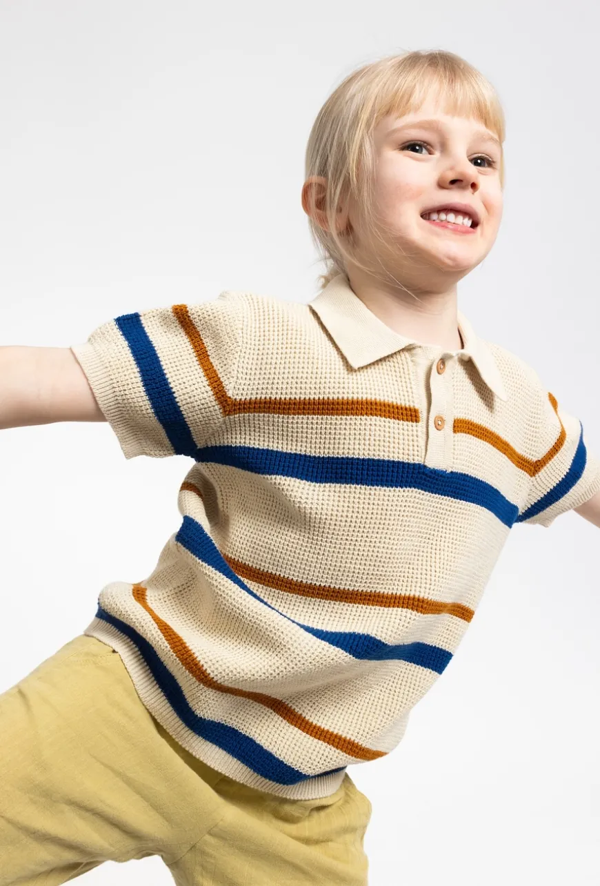 Sweter polo dla chłopca - kontrastowe pasy