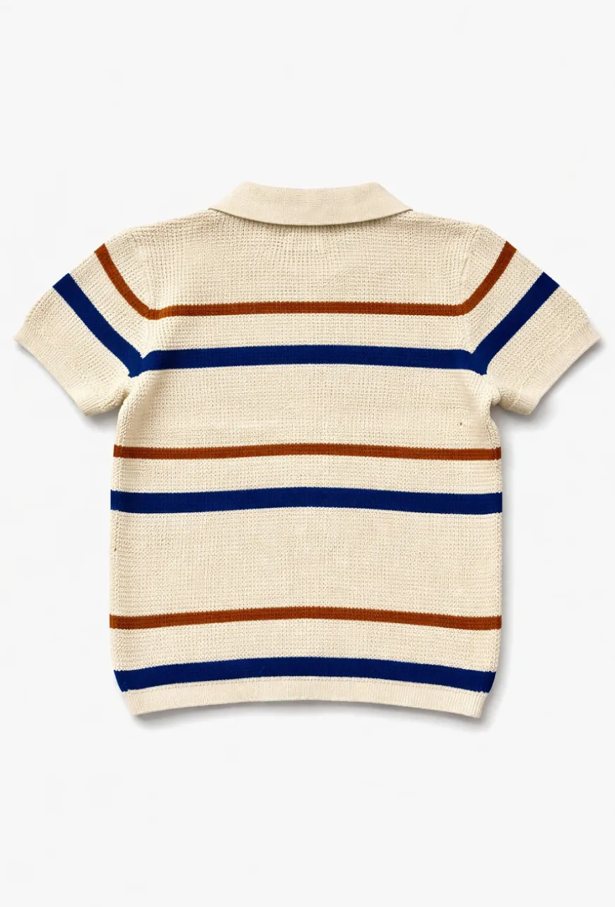 Sweter polo dla chłopca - kontrastowe pasy